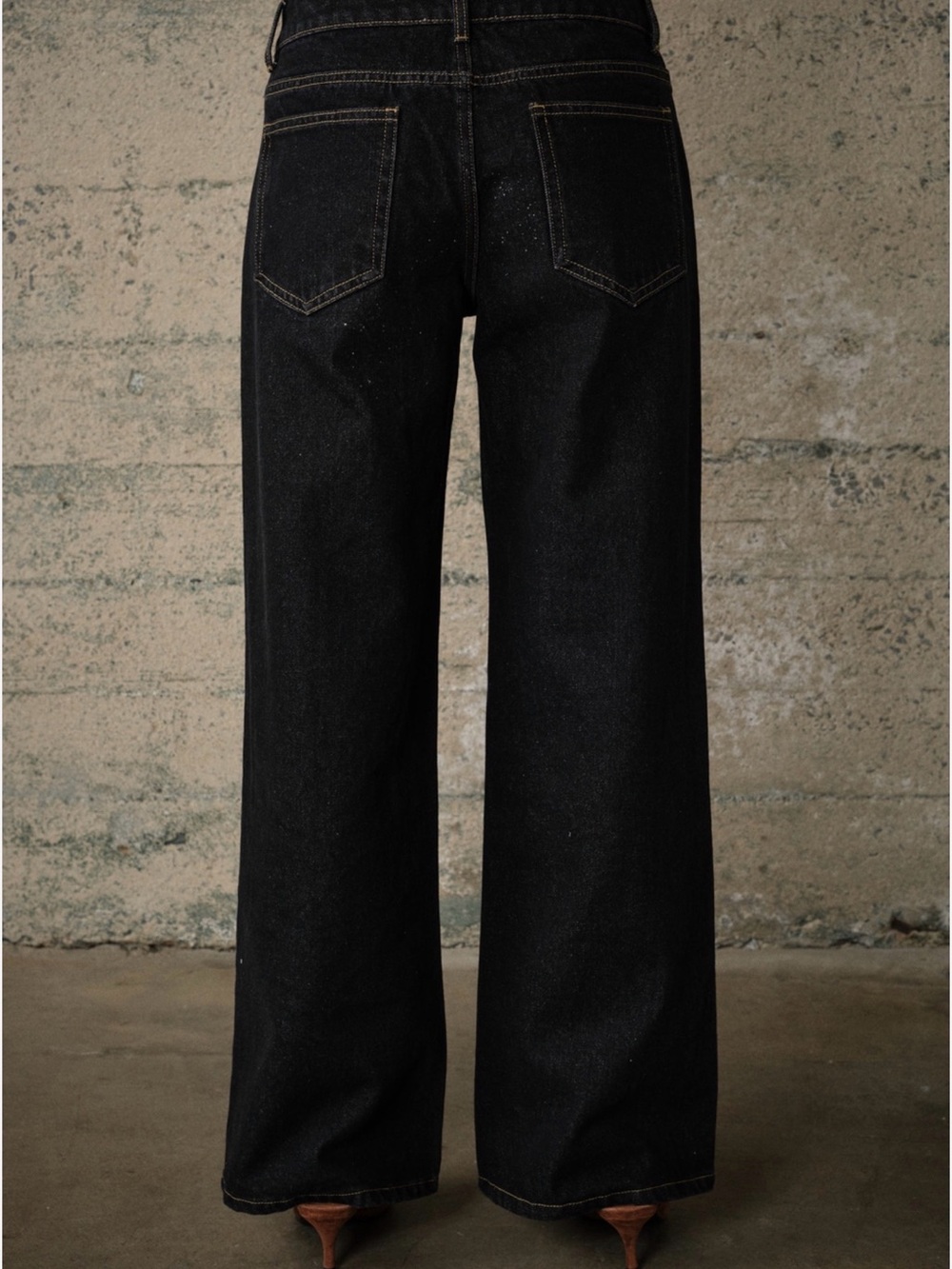 Western Women's Black Wide-Leg Jeans with Stud Detail - Picture 8 of 11